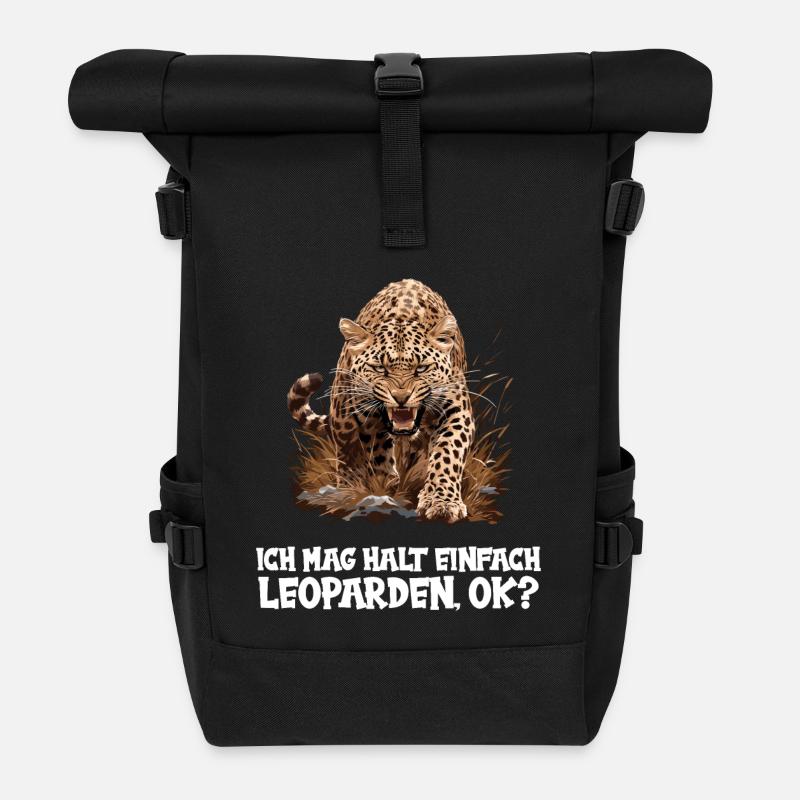Leoparden Leopard - Rolltop Rucksack - Schwarz