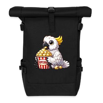 Lustiger Kakadu Paradiesvogel Popcorn Kino Spaß - Rolltop Rucksack - Schwarz - Vorne