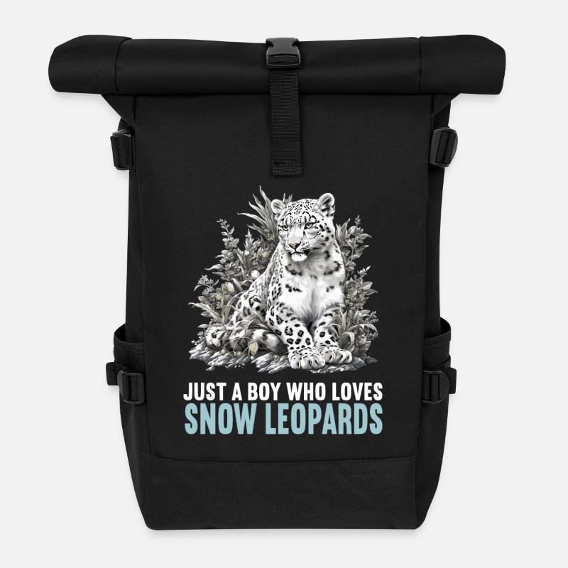 Snow Leopard Schneeleoparden Schneeleopard - Rolltop Rucksack - Schwarz
