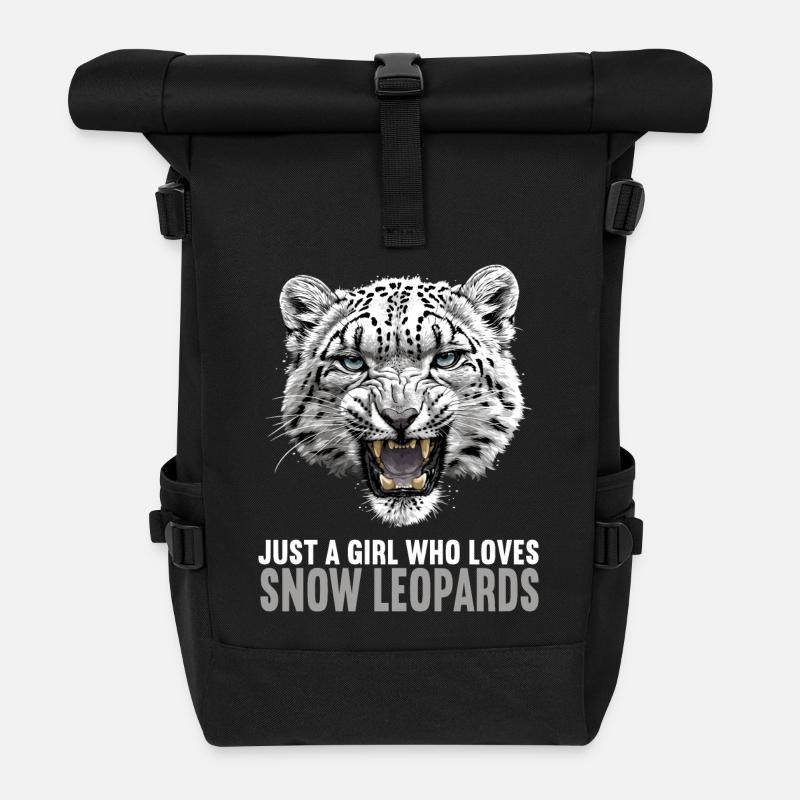 Snow Leopard Schneeleoparden Schneeleopard - Rolltop Rucksack - Schwarz