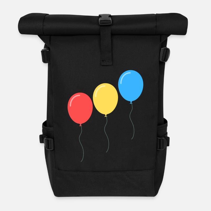 Three Bright Balloons Pop Art - Roll Top Backpack - black