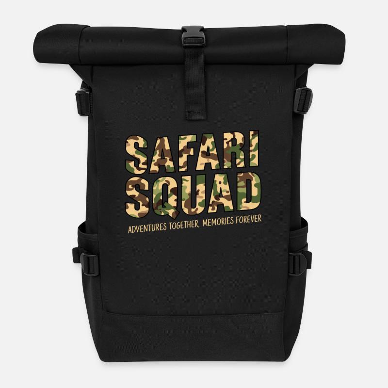 Safari Squad Abenteuer Zusammen Erleben - Rolltop Rucksack - Schwarz