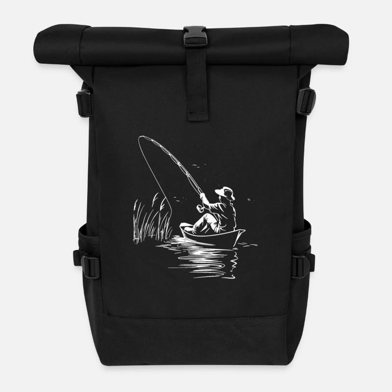 Angeln - Rolltop Rucksack - Schwarz