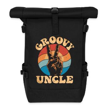Groovy Onkel Retro Vibes Mit Peace Zeichen - Rolltop Rucksack - Schwarz - Vorne