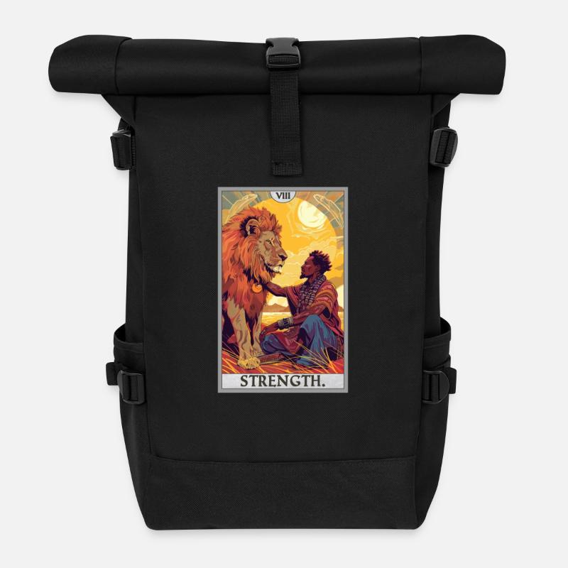 Tarotkarten Tarotkarte Strength Kraft - Rolltop Rucksack - Schwarz