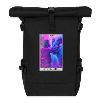 Tarotkarten Tarotkarte Strength Kraft - Rolltop Rucksack - Schwarz - Vorne