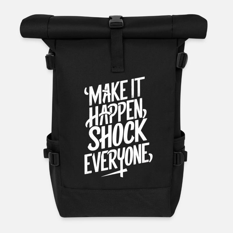 Motiv inspirant avec une déclaration de motivation - Sac à dos roll top - noir