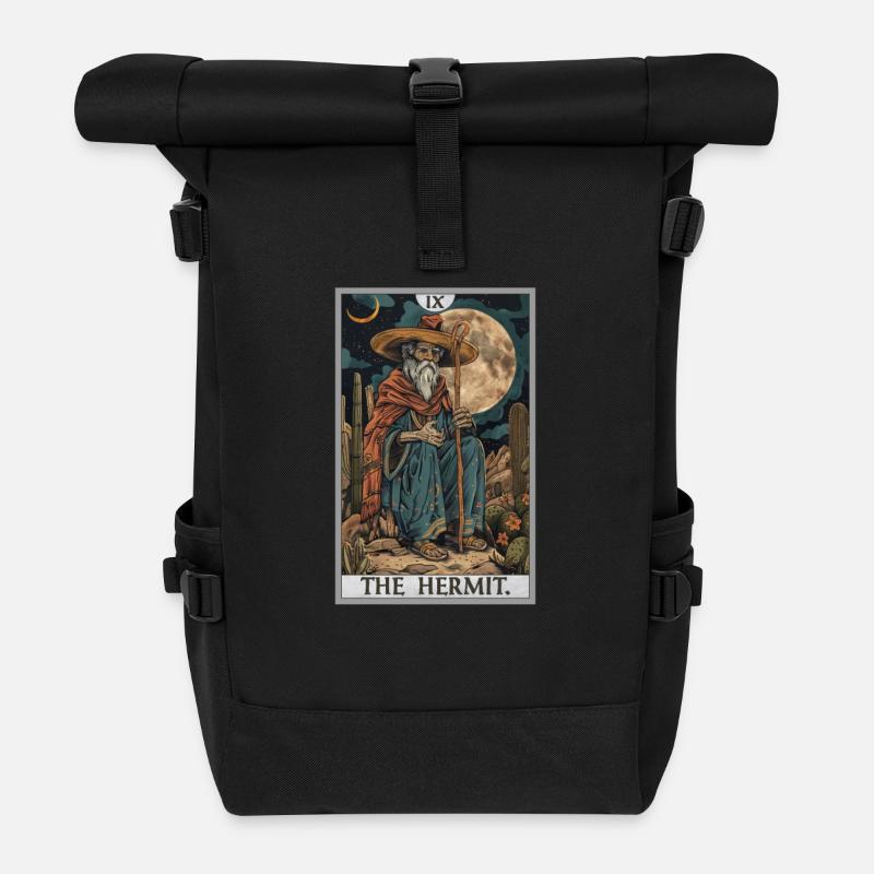 Tarotkarten Tarotkarte The Hermit Der Eremit - Rolltop Rucksack - Schwarz