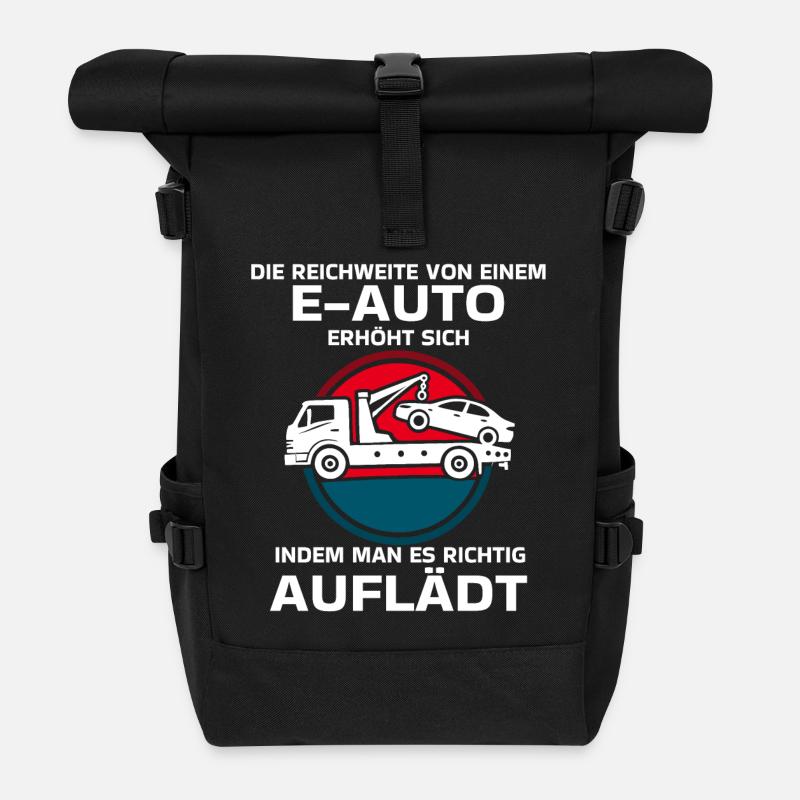 Elektroauto Laden Humor - Rolltop Rucksack - Schwarz