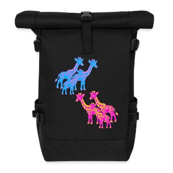Girafe Afrique Safari Savane Années 80 Années 90 Enfant - Sac à dos roll top - noir - Devant
