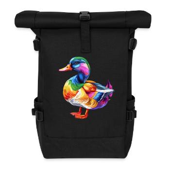 Canard coloré Illustration Nature Art Design - Sac à dos roll top - noir - Devant