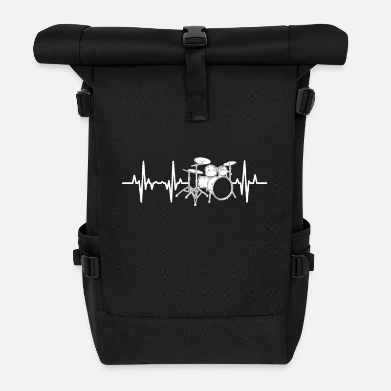 Drummer Herzschlag - Rolltop Rucksack - Schwarz