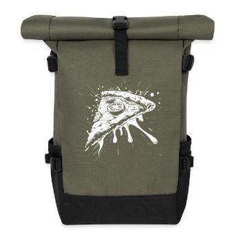 Dessin de morceau de pizza - Sac à dos roll top - olive/noir - Devant