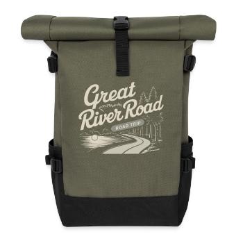 Great River Road Road Trip Scenery - Roll Top Backpack - olive/black - Front