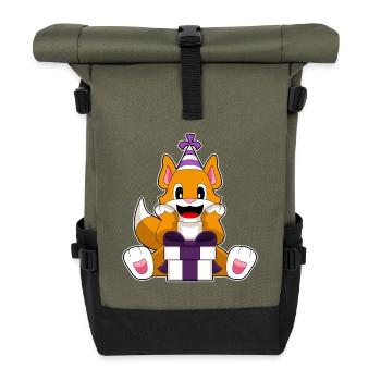 Katze Geburtstag Partyhut - Rolltop Rucksack - Olive/Schwarz - Vorne