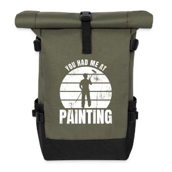 Funny Painter Saying - Roll Top Backpack - olive/black - Front