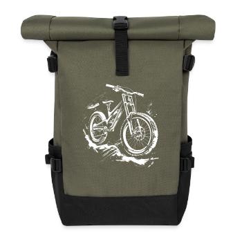 Mountain Biker Drawing - Roll Top Backpack - olive/black - Front