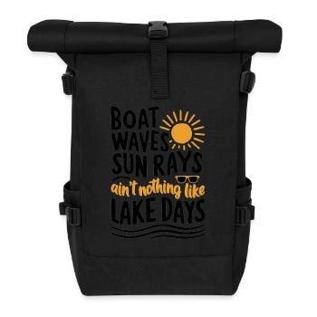 Bateau, vagues, rayons de soleil, journées en mer, été, vacances - Sac à dos roll top - noir - Devant