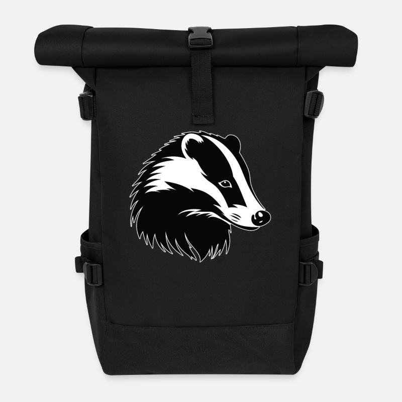 Badger Dachse Dachs - Rolltop Rucksack - Schwarz