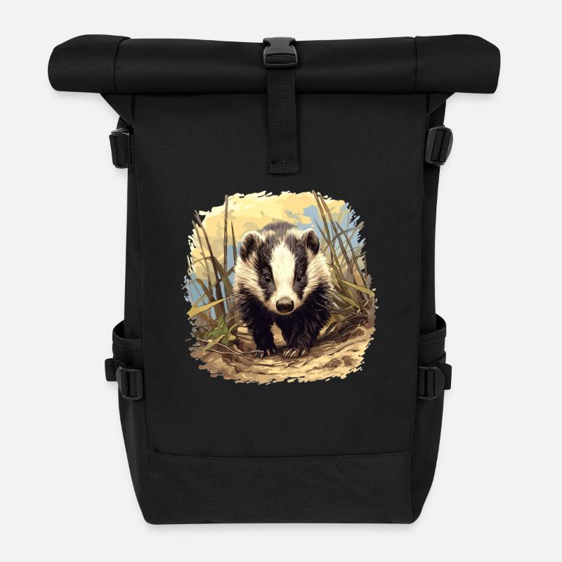 Badger Dachse Dachs - Rolltop Rucksack - Schwarz