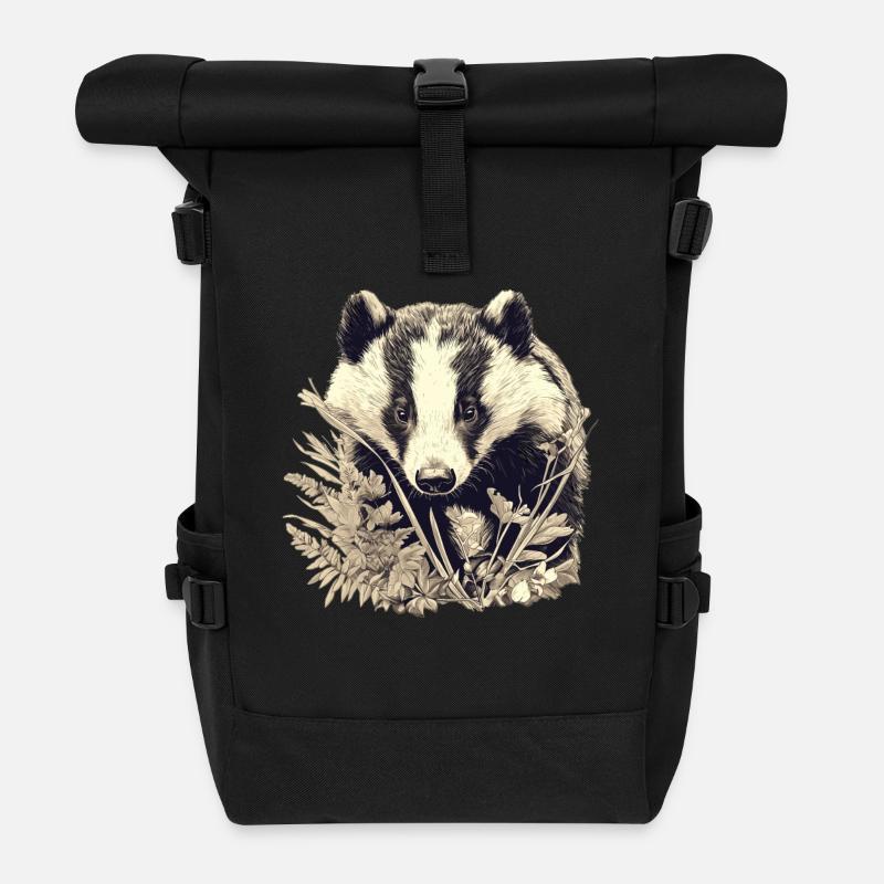 Badger Dachse Dachs - Rolltop Rucksack - Schwarz