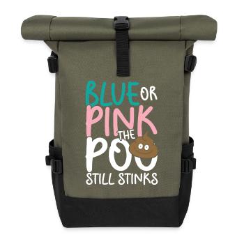 Blue or pink the poo still stinks - Rolltop Rucksack - Olive/Schwarz - Vorne