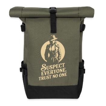 Suspect Everyone, Trust No One - Murder Mystery - Roll Top Backpack - olive/black - Front
