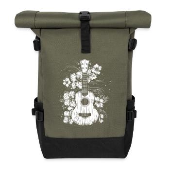 Ukulele Comic Look - Rolltop Rucksack - Olive/Schwarz - Vorne