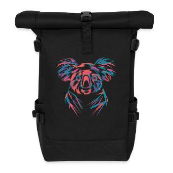 Colorful koala in neon design - Roll Top Backpack - black - Front