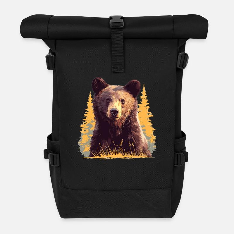 Bear Bären Bär - Rolltop Rucksack - Schwarz