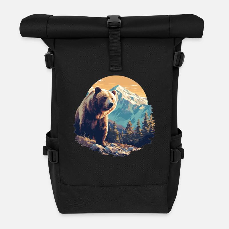Bear Bären Bär - Rolltop Rucksack - Schwarz