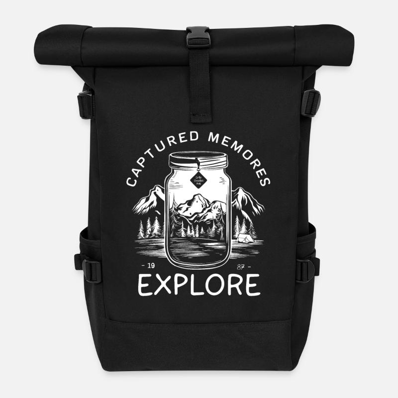 Captured Memories - Natur Berglandschaft im Glas - Rolltop Rucksack - Schwarz