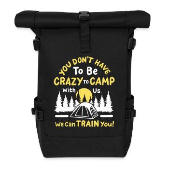 Camping Zeltlager Camper - Rolltop Rucksack - Schwarz - Vorne