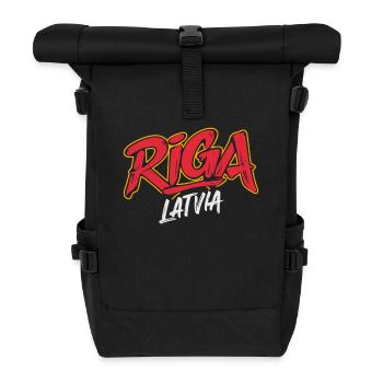 Riga Latvia Souvenir - Rolltop Rucksack - Schwarz - Vorne