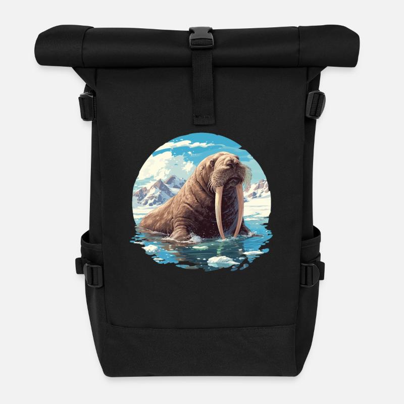 Walrus Walrosse Walross - Rolltop Rucksack - Schwarz