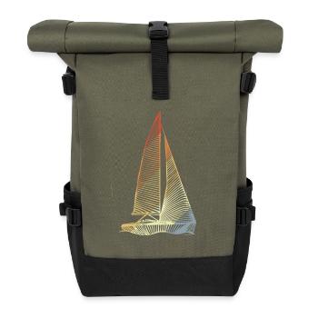 Voilier d'époque - Sac à dos roll top - olive/noir - Devant
