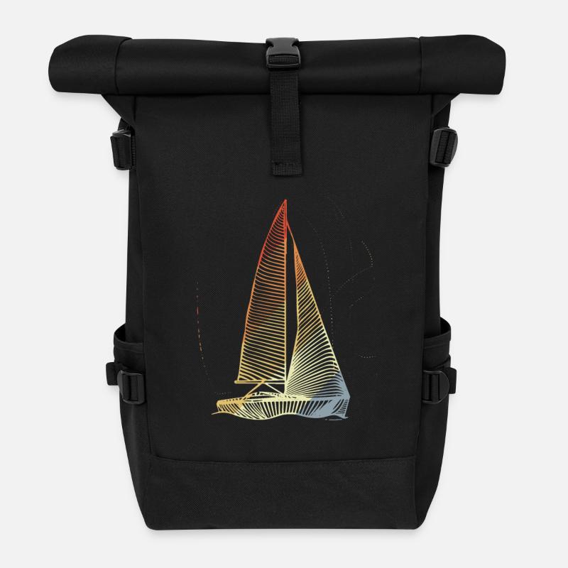 Vintage Segelboot - Rolltop Rucksack - Schwarz