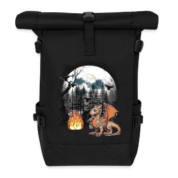 Dragon Dragon Fable Médiéval Conte de fées Mythe Forêt - Sac à dos roll top - noir - Devant