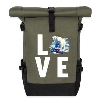 Polar Bear Eisbären Eisbär - Rolltop Rucksack - Olive/Schwarz - Vorne