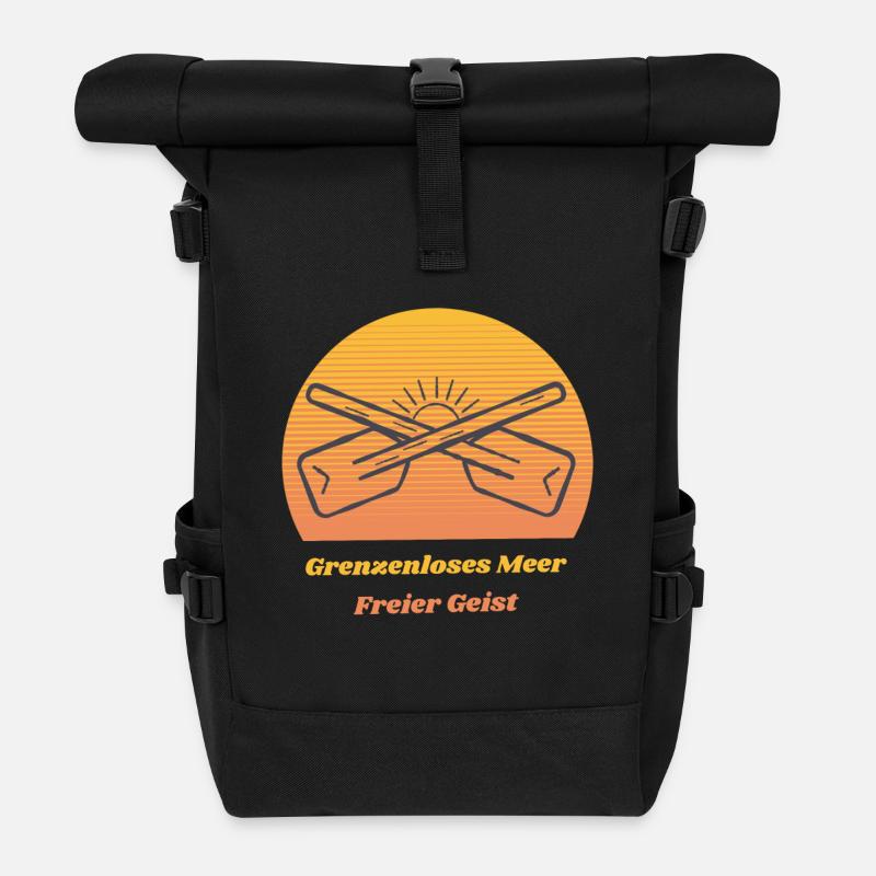 Grenzenloses Meer, Freier Geist - Rolltop Rucksack - Schwarz