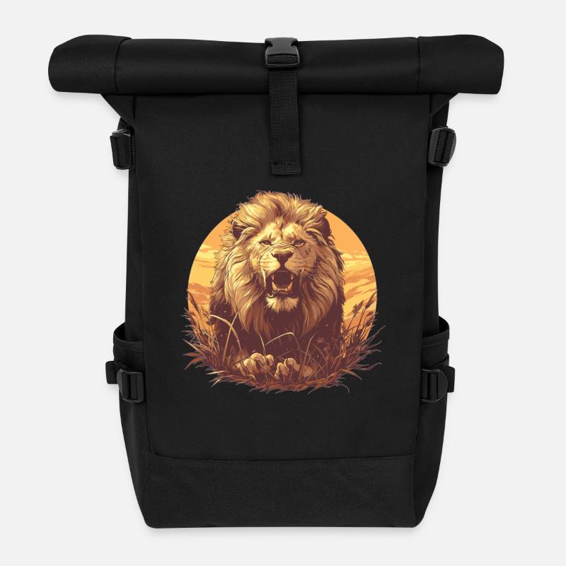 Lion Löwen Löwe - Rolltop Rucksack - Schwarz