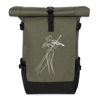Geigenspielerin Skizze - Rolltop Rucksack - Olive/Schwarz - Vorne