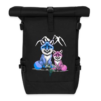 Fuchs Füchse Kind Kinder - Rolltop Rucksack - Schwarz - Vorne