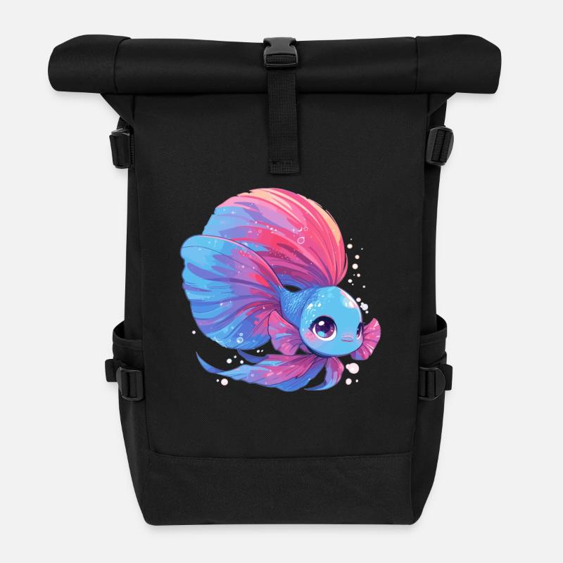 Bettas Betta Fisch Betta - Rolltop Rucksack - Schwarz