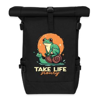 Take Life Slowly Relaxed Retro Chill Vibes Nature - Roll Top Backpack - black - Front