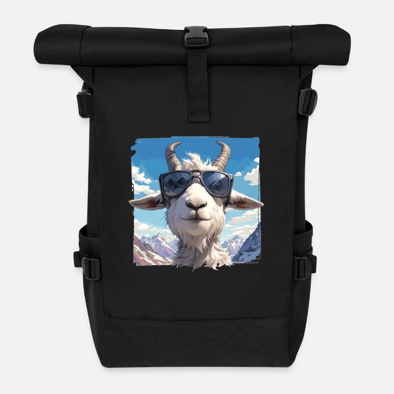 Alpine Goat Bergziegen Bergziege - Rolltop Rucksack - Schwarz