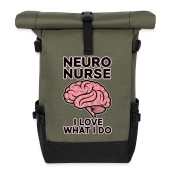 Neuro Nurse Nurse Neurology Gift - Roll Top Backpack - olive/black - Front