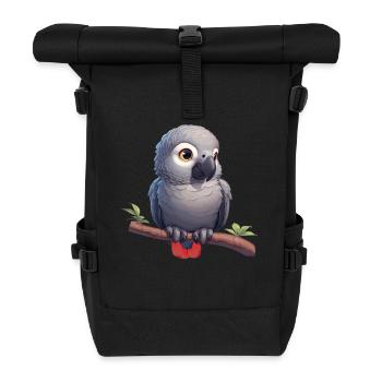 Gray Parrot Graupapageis Graupapagei - Roll Top Backpack - black - Front