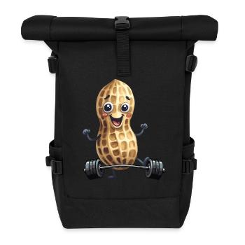 Erdnuss Bodybuilder Kraftsport Hanteln Gewicht - Rolltop Rucksack - Schwarz - Vorne