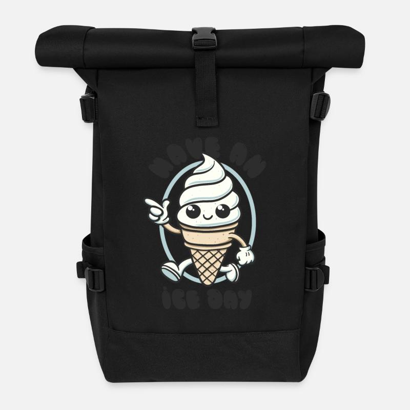 Have an Ice Day - Süßes Eiscreme Maskottchen - Rolltop Rucksack - Schwarz
